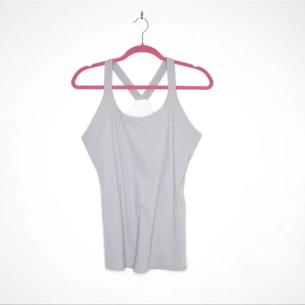 Athleta Rib Optimism Racerback Tank Light Gray XS